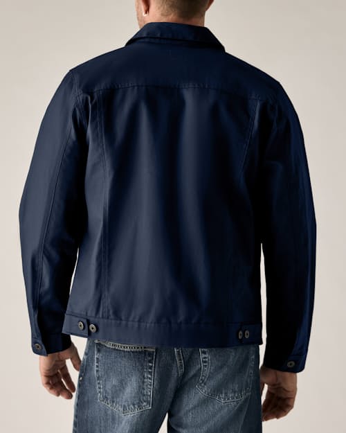 on model image of Dry Wax Trucker Jacket