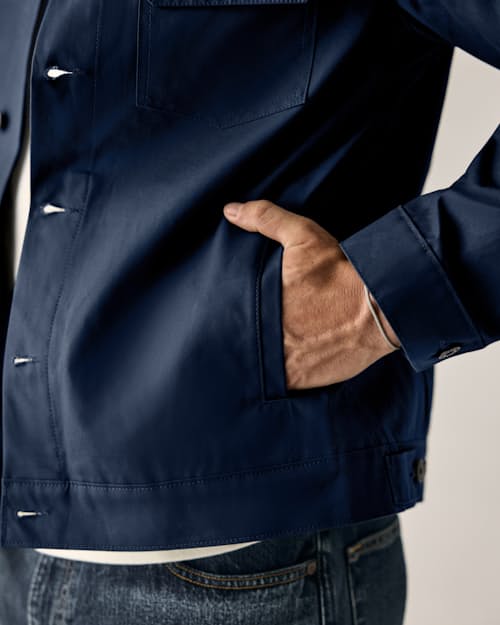 on model image of Dry Wax Trucker Jacket