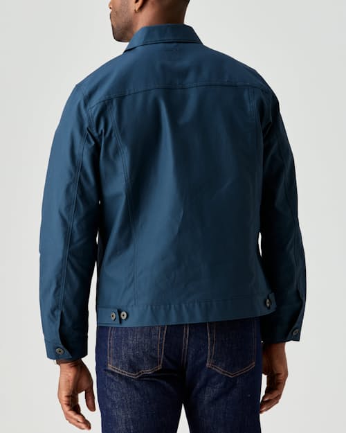 on model image of Dry Wax Trucker Jacket