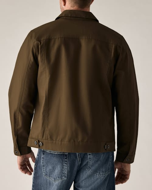 on model image of Dry Wax Trucker Jacket