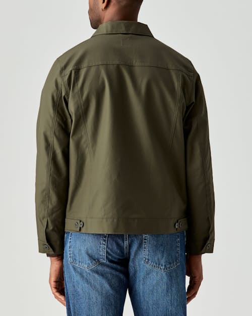on model image of Dry Wax Trucker Jacket