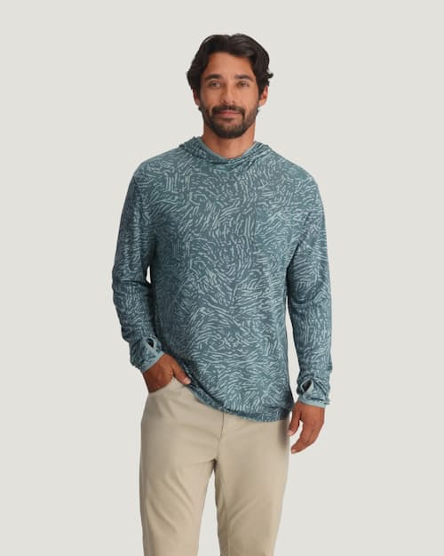 on model image of Bamboo Lightweight Performance Hoodie