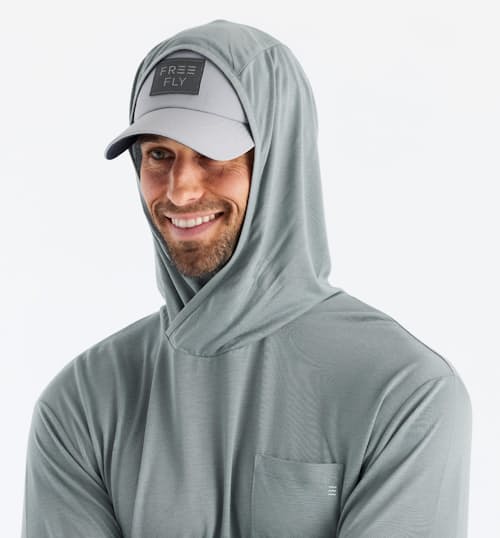 on model image of Bamboo Lightweight Performance Hoodie