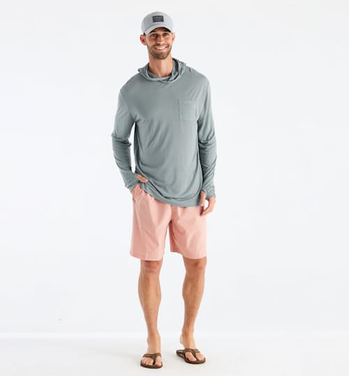 on model image of Bamboo Lightweight Performance Hoodie