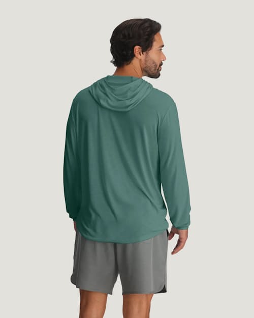 on model image of Bamboo Lightweight Performance Hoodie