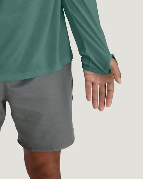 on model image of Bamboo Lightweight Performance Hoodie