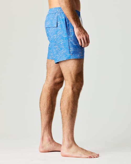 on model image of Performance Lined Swim Trunks - 5"