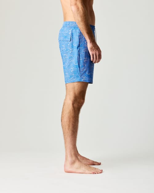 on model image of Performance Lined Swim Trunks - 7"