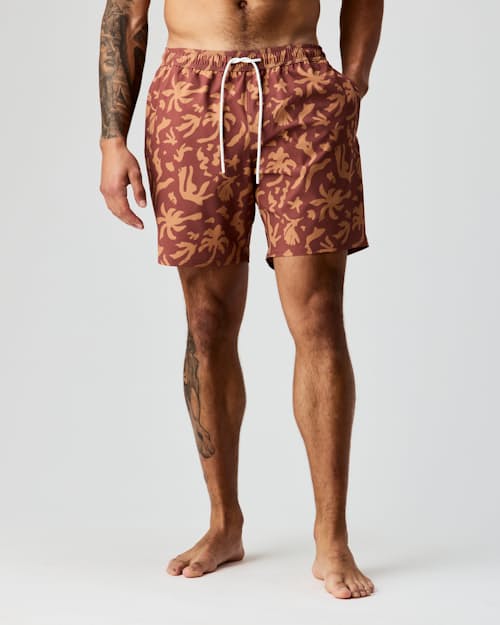 lifestyle image of Performance Lined Swim Trunks - 7"