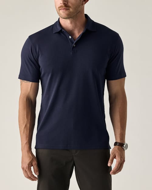 on model image of AloeKnit Polo Shirt