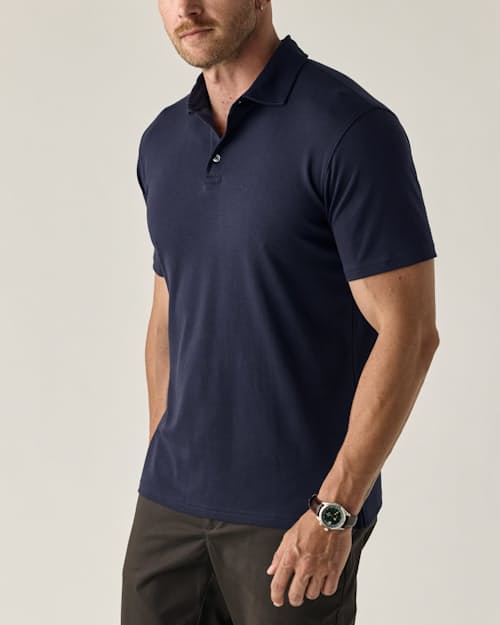 on model image of AloeKnit Polo Shirt