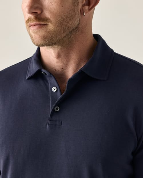on model image of AloeKnit Polo Shirt