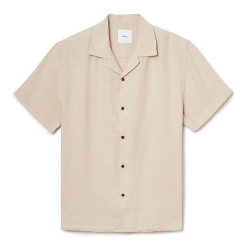 laydown image of Teller Striped Camp Short Sleeve Shirt