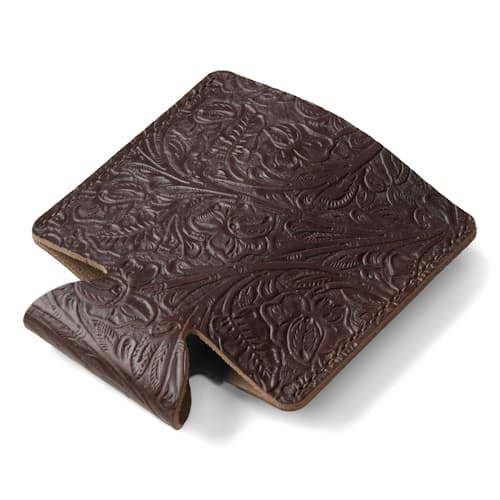 laydown image of Tooled Leather Can Cooler