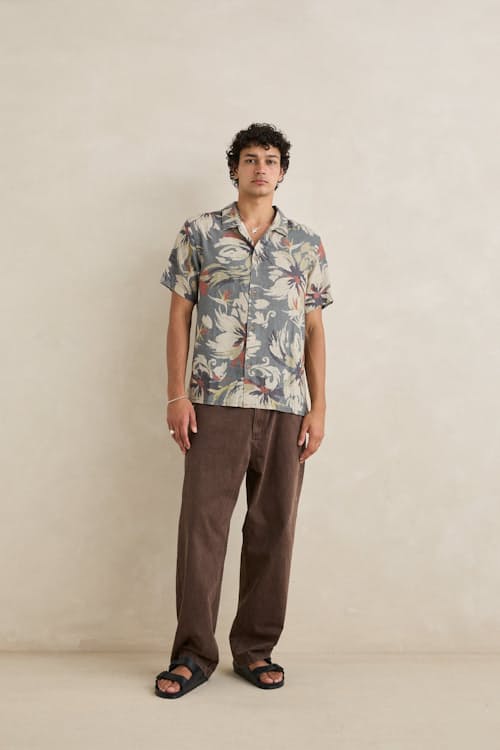 on model image of Tropical Camo Short Sleeve Shirt