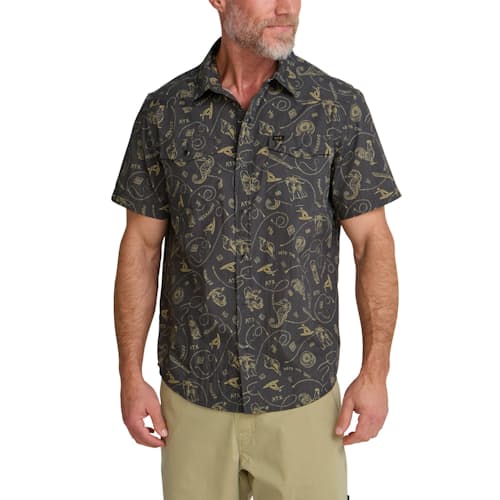 on model image of H Bar B Short Sleeve Snapshirt