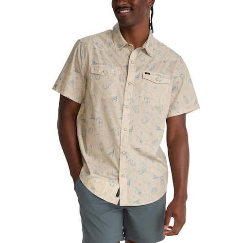 on model image of H Bar B Short Sleeve Snapshirt