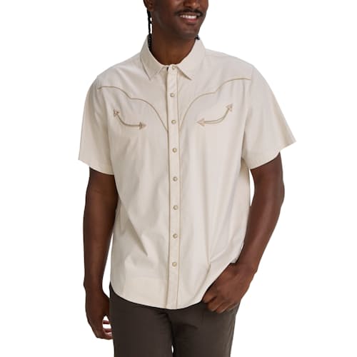 on model image of Broncbuster Short Sleeve Snapshirt
