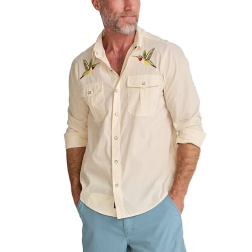 on model image of Gaucho Long Sleeve Snapshirt