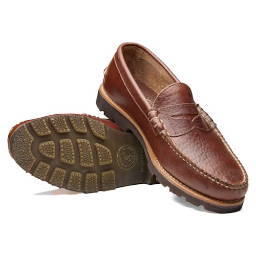laydown image of Flint and Tinder x Rancourt & Co. Beef Roll Penny Loafer
