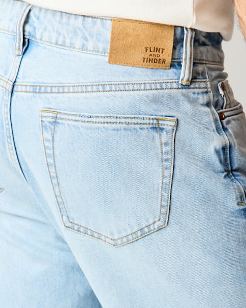lifestyle image of Rigid Selvedge Denim - HB Athletic Straight