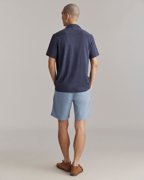 on model image of Short Sleeve Hemp Cotton Knit Shirt