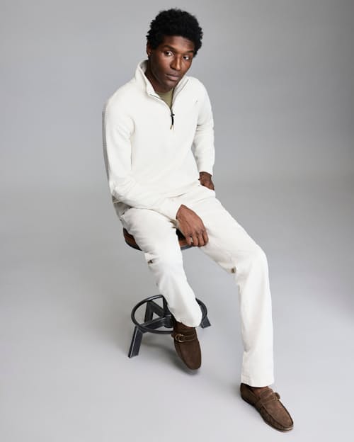 on model image of Quilted Half Zip