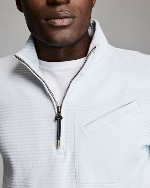 on model image of Quilted Half Zip