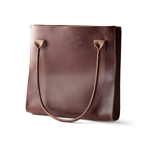 laydown image of Flint and Tinder x Rancourt & Co. Leather Tote
