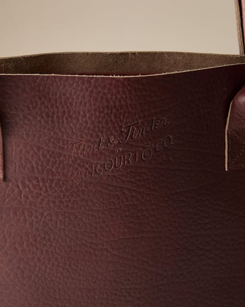 laydown detail image of Flint and Tinder x Rancourt & Co. Leather Tote