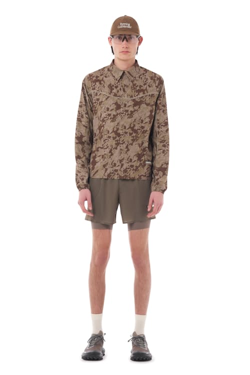 on model image of PeaceShell River Shirt