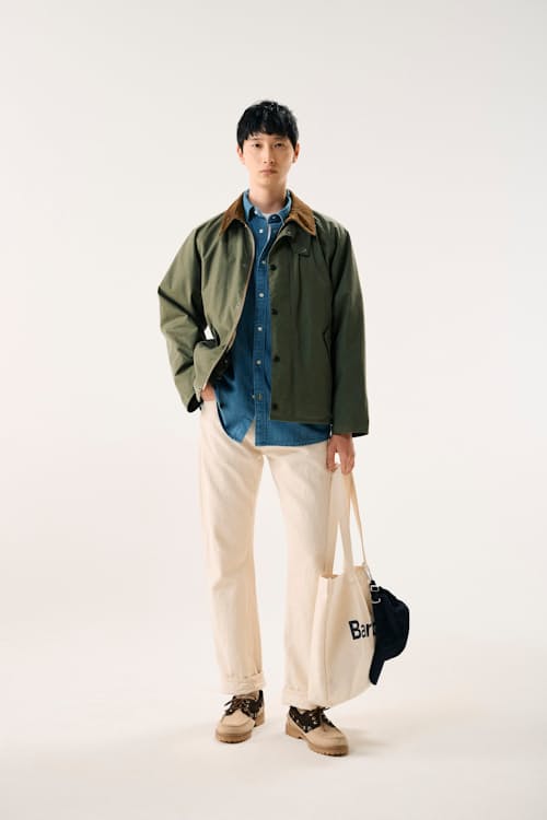 on model image of Transport Wax Jacket