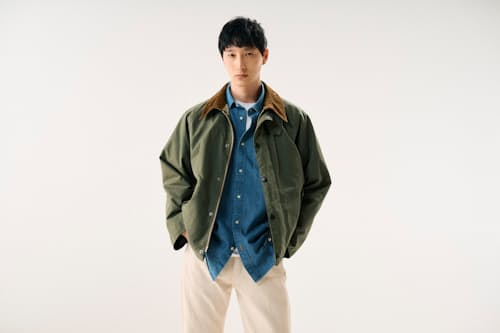 on model image of Transport Wax Jacket