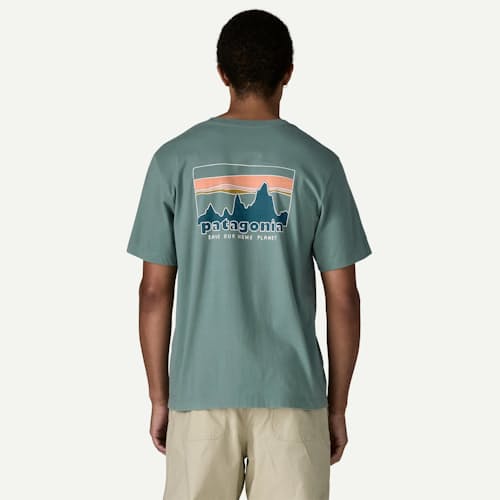on model image of '73 Skyline T-Shirt