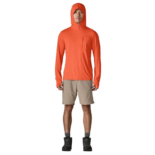on model image of Capilene Cool Sun Hoodie