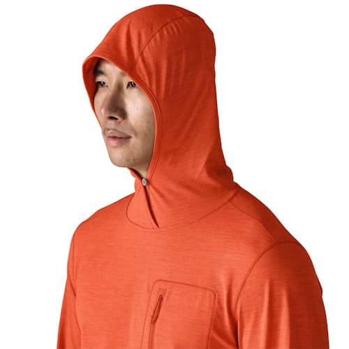 on model image of Capilene Cool Sun Hoodie