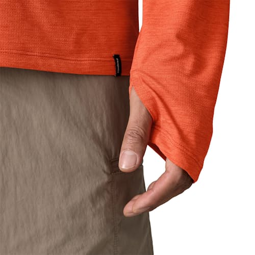 on model image of Capilene Cool Sun Hoodie
