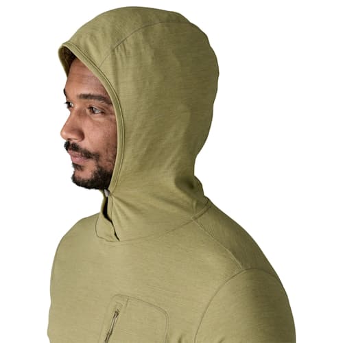 on model image of Capilene Cool Sun Hoodie