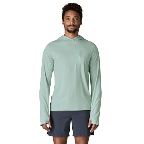 on model image of Capilene Cool Sun Hoodie