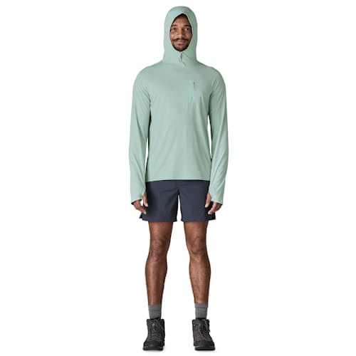 on model image of Capilene Cool Sun Hoodie