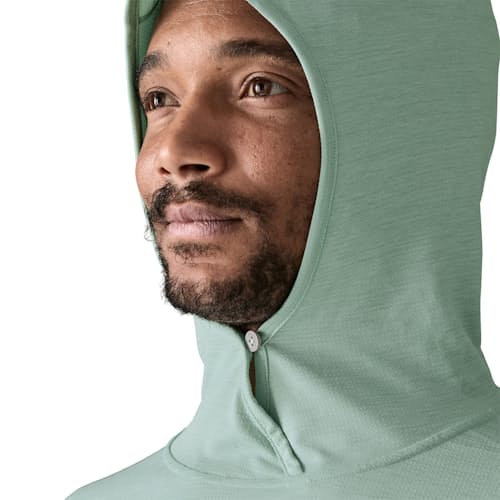 on model image of Capilene Cool Sun Hoodie