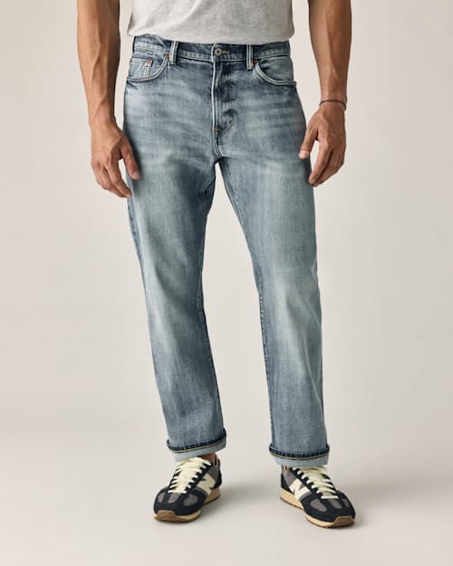 on model image of Stretch Selvedge Denim - HB Athletic Straight