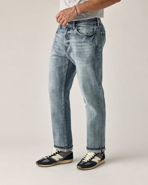 on model image of Stretch Selvedge Denim - HB Athletic Straight
