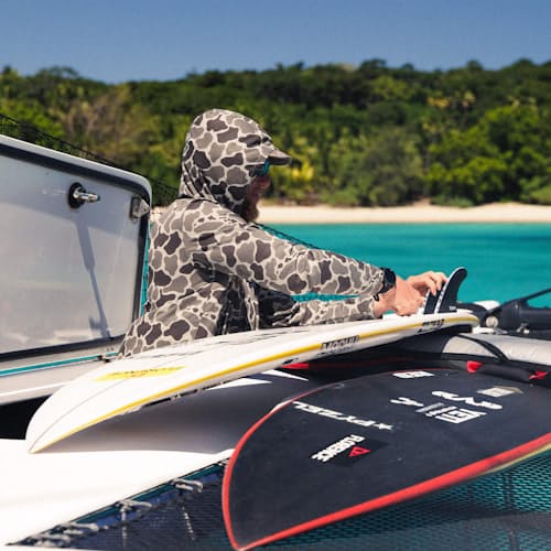 lifestyle image of Airtex Long Sleeve Hooded Shirt