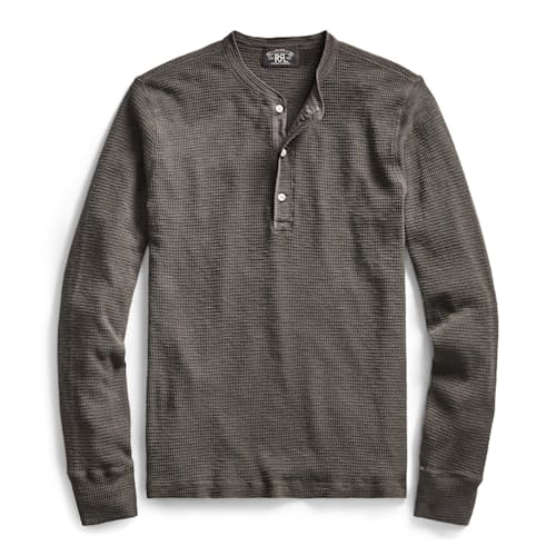 laydown image of Cotton Waffle Knit Henley