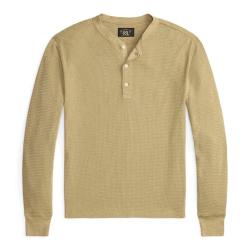 laydown image of Cotton Waffle Knit Henley