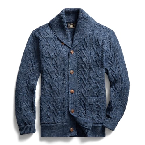 laydown image of Cable Shawl Cardigan