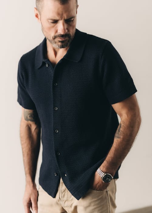 on model image of The Button Down Polo