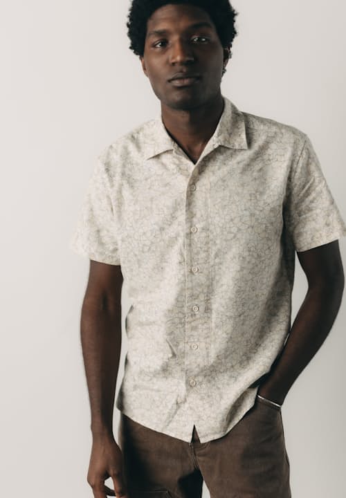 on model image of The Davis Short Sleeve Shirt