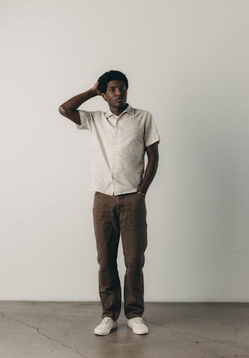on model image of The Davis Short Sleeve Shirt